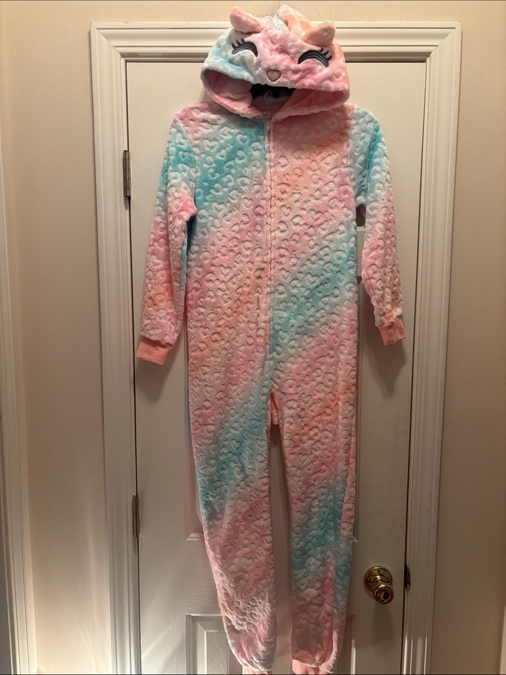 Saint Eve  Hooded Kids One-Piece Pajamas in Pastel Pink & Blue